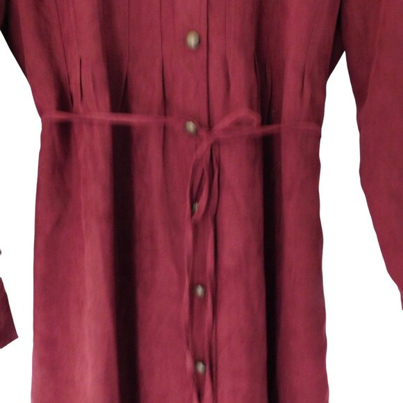 NEW Womens modest Midi Shirt Dress Burgundy Pintuck Button Front Size XL - Picture 3 of 7